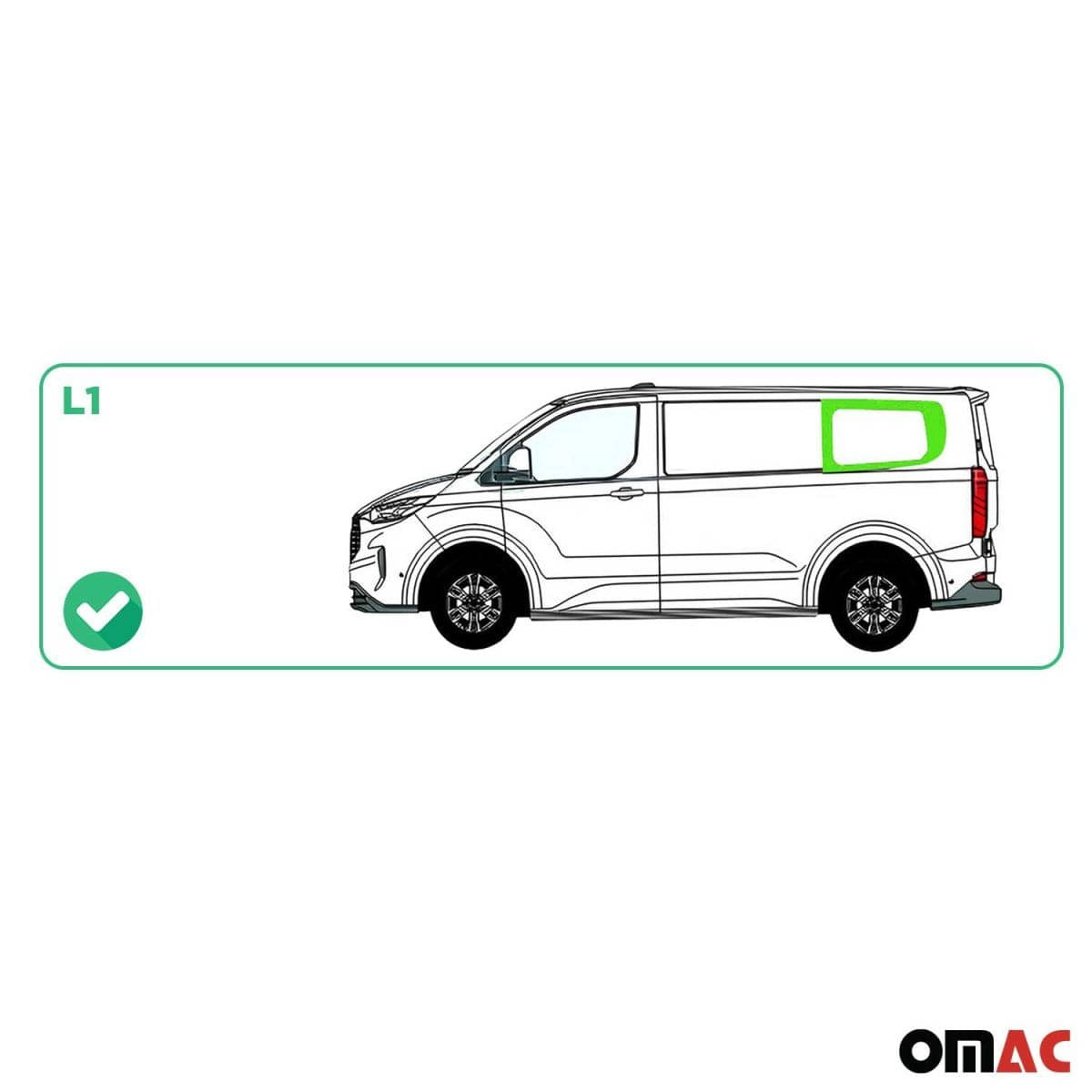 OMAC Seitenfenster Seitenscheibe Ford Transit Custom V710 L1 ab Bj. 2023 Hinten Links - 2659405-1RSFL