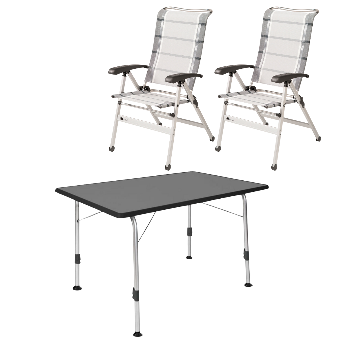 DUKDALF Stuhl Cha Cha silber anthrazit 2er-Set - Tisch STABILIC II 100x68 cm anthrazit - 42-02-0649-4 40-24-1007.4