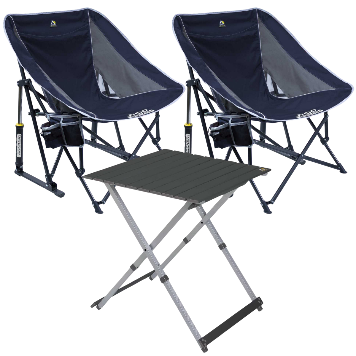 Set GCI Tisch Camp Table 25 - 2 Schaukelstuehle Pod Rocker Indigo Blue - 37460 39226