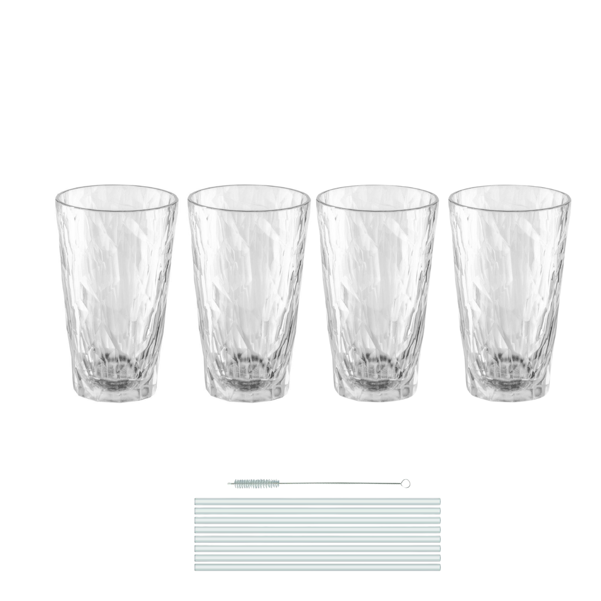 KOZIOL Superglas CLUB NO. 6 Trinkglas 300 ml 4er-Set - Trinkhalme