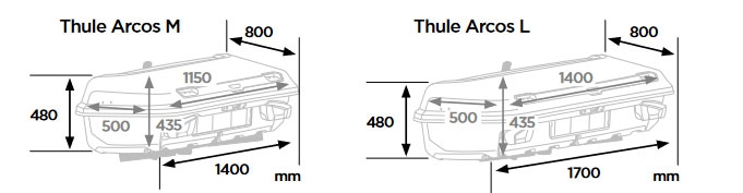 THULE Arcos Box L Black Heckbox Hartschale 906200 Set inkl. Platform 906300 Volumen 400 Liter