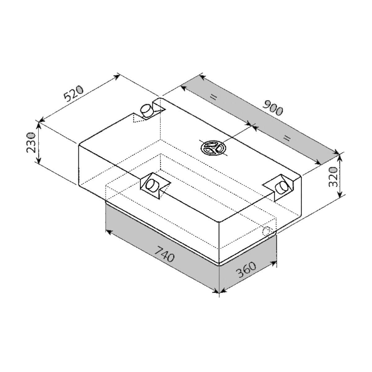 FUSION Frischwassertank Universal 124 L- 90x52x32 cm- Typ EV2201 – Hersteller-Art-Nr. EV 2201 BAA000