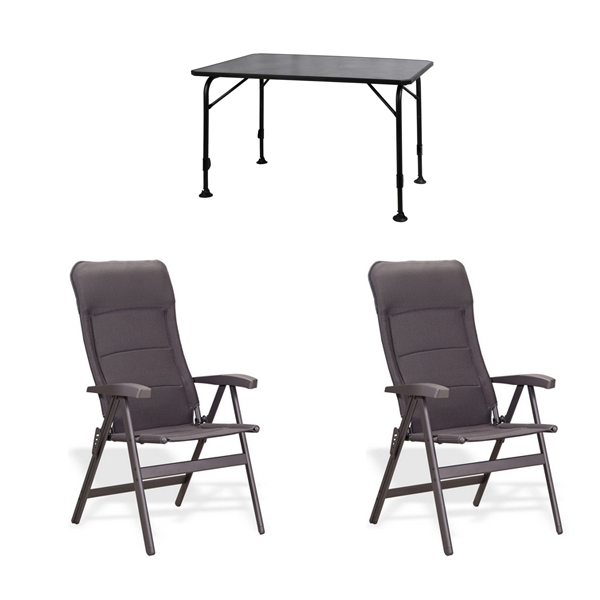 Set 1 Tisch WESTFIELD Universal Tisch 120 x 80 cm - Avantgarde Series - 101-740 und 2 Stuehle WESTFIELD Noblesse Stuhl charcoal grey - Avantgarde Series - 101-101 CG