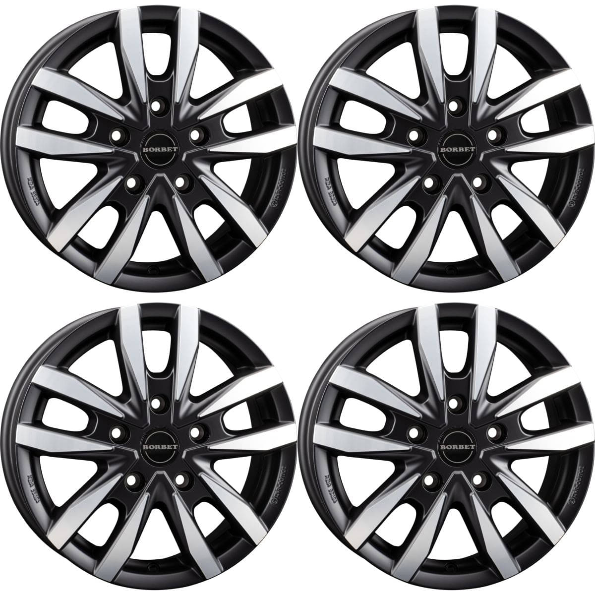 BORBET Alufelge CW5 black polished matt 16 Zoll fuer VW Crafter-MAN TGE ab Bj. 07-18 4er-Set - CW5 65660120565-1BPM-T