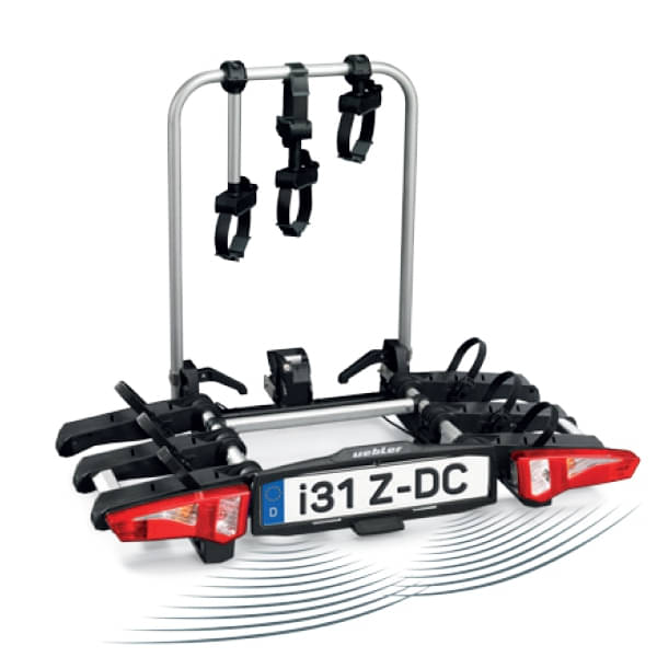 Set UEBLER i31 Z Fahrradtraeger 18130-DC 3 Raeder faltbar Rueckfahrkontrolle inkl. Tasche Auffahrschiene