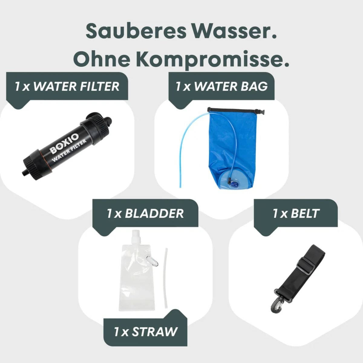 BOXIO - WATER FILTER SYSTEM Wasserfilter-System mit 5L-Wassersack - BOX-WFS-10