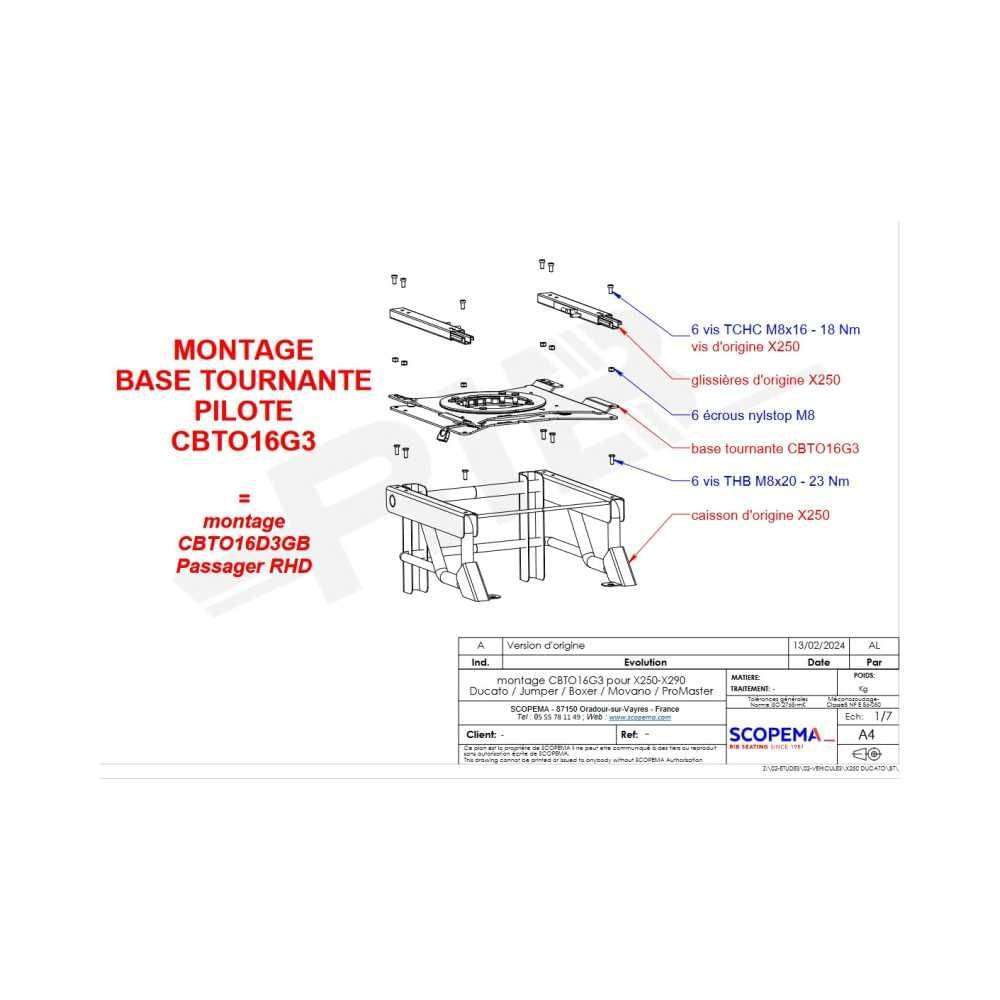 SCOPEMA Drehkonsole Fiat Ducato - Citroen Jumper - Peugeot Boxer ab Bj. 07-2006 Fahrerseite - CBTO16G3