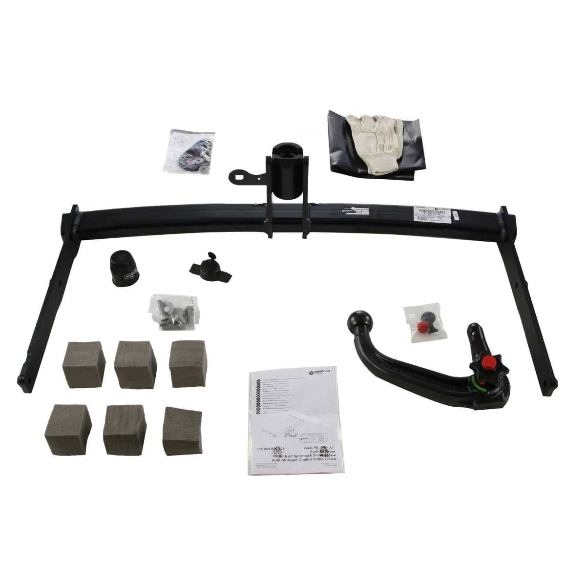 Westfalia Abnehmbare Anhaengerkupplung fuer Audi A6 Avant-Limousine- Audi A7 Sportback -BJ 10-2014-08-2018- - im Set mit 13-pol. fahrzeugspezifischem Elektrosatz - 305439900113