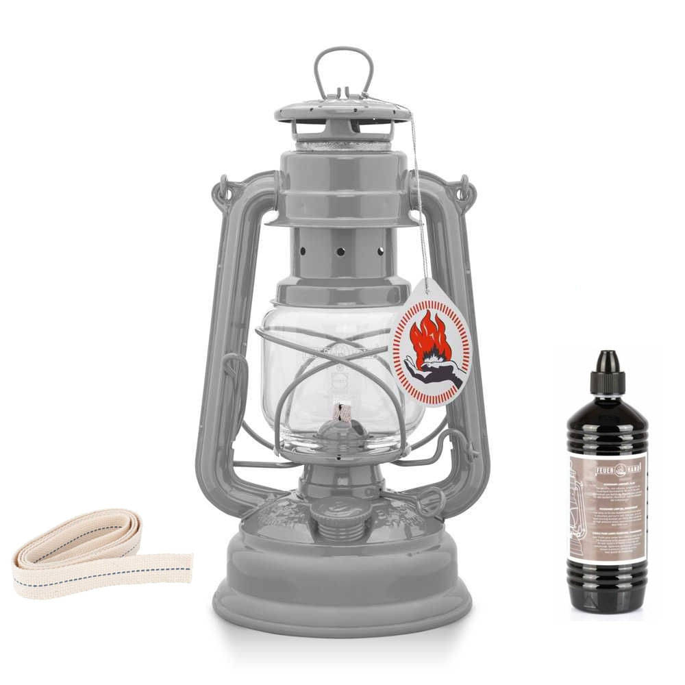 FEUERHAND Sturmlaterne 276 Nordic Grey Komplett-Set 2.0