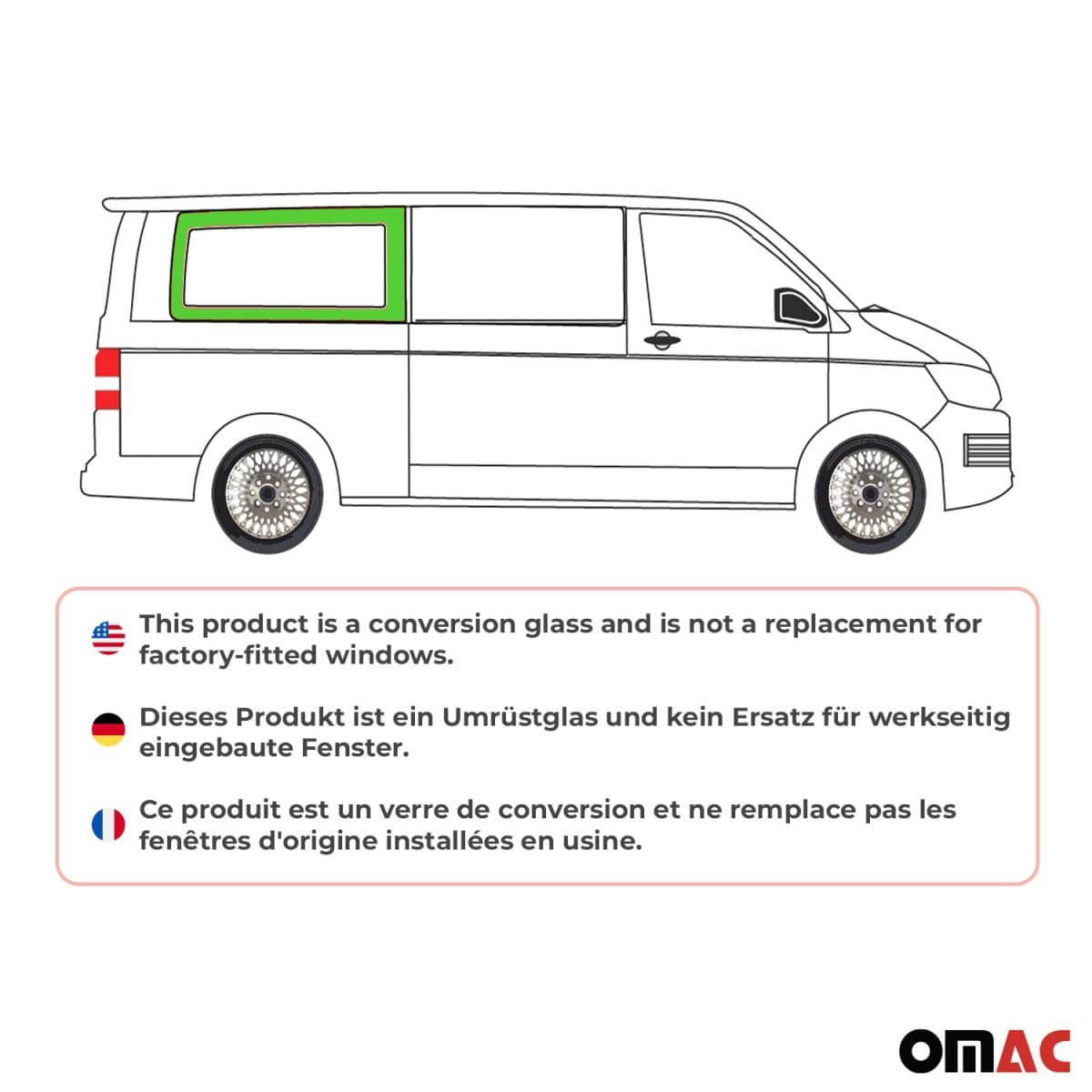 OMAC Seitenfenster Seitenscheibe VW T6-T6-1 L2 Bj. 2015-2024 Hinten Rechts - A047993