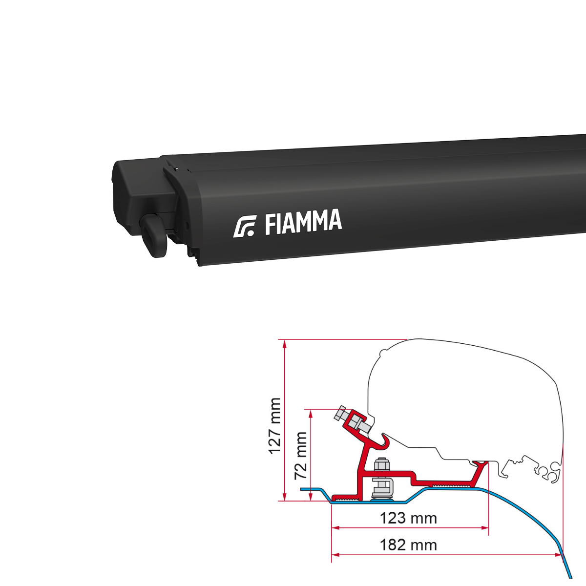 Markise FIAMMA F80 S 400 Royal grey Behuizing deep black incl. Adapterkit Fiat Ducato Jumper Boxer H2 Markise FIAMMA F80 S 400 Royal grey Gehaeuse deep black inkl. Adapterkit Fiat Ducato Jumper Boxer H2 - 07831E01R 98655-904