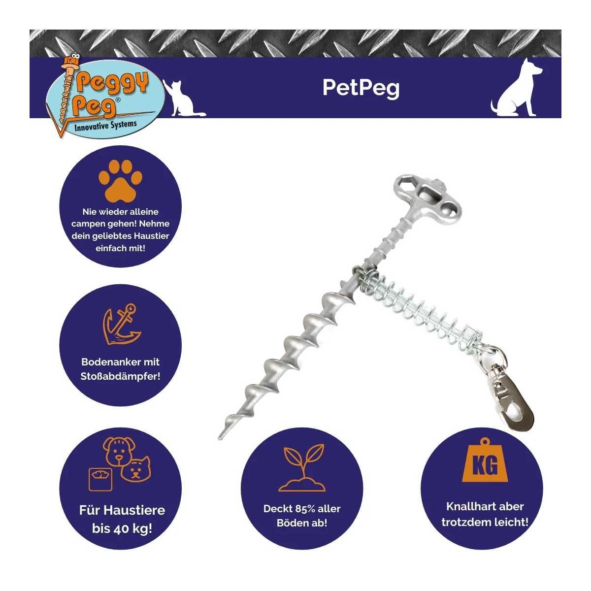 PEGGY PEG PetPeg Schraubhering mit Stossdaempfer 33 cm - HP62