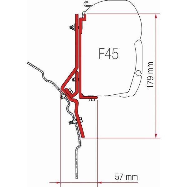 Markise FIAMMA F45 S 260 Royal grey Gehaeuse weiss inkl. Adapter T4 kurzer Radstand