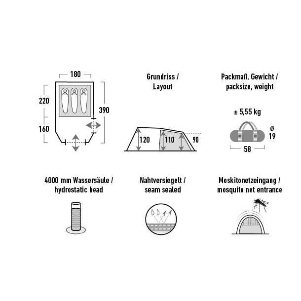 HIGH PEAK Tunnelzelt Atmos 3 - 11535