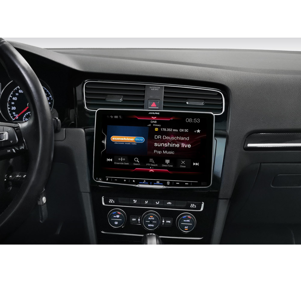 ALPINE HALO 9 Digital-Media-Station iLX-F905D inkl- Einbaukit fuer VW Golf VII Bj. 2013-2017 - iLX-F905D KIT-HALO-G7