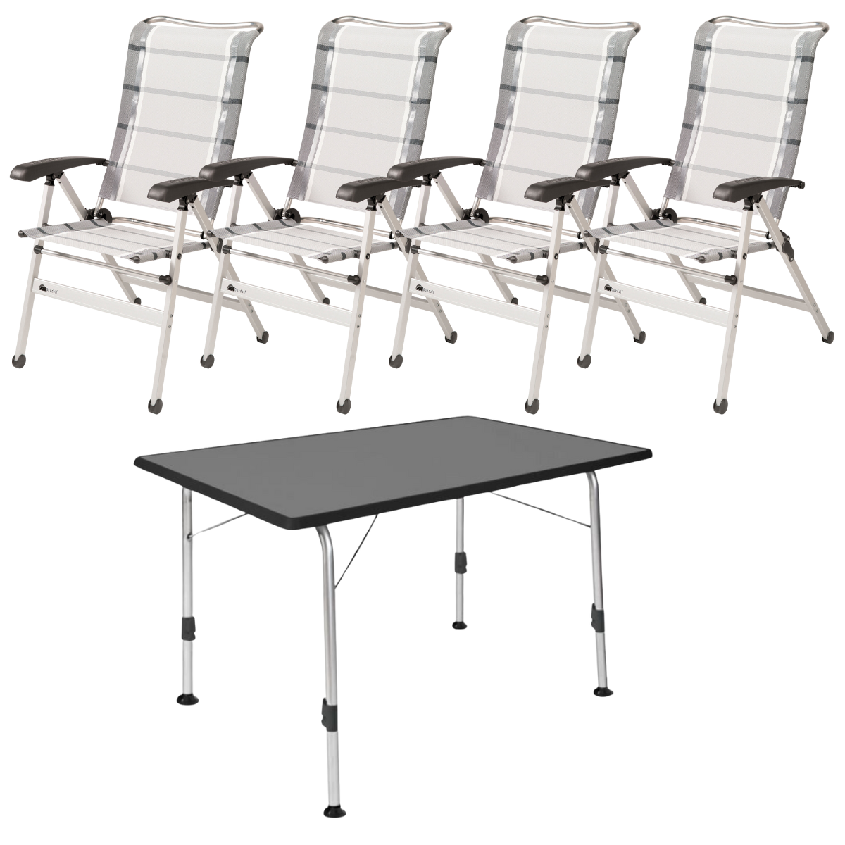 DUKDALF Stuhl Cha Cha silber anthrazit 4er-Set - Tisch STABILIC III 115x70 cm anthrazit - 42-02-0649-4 40-24-1157.4