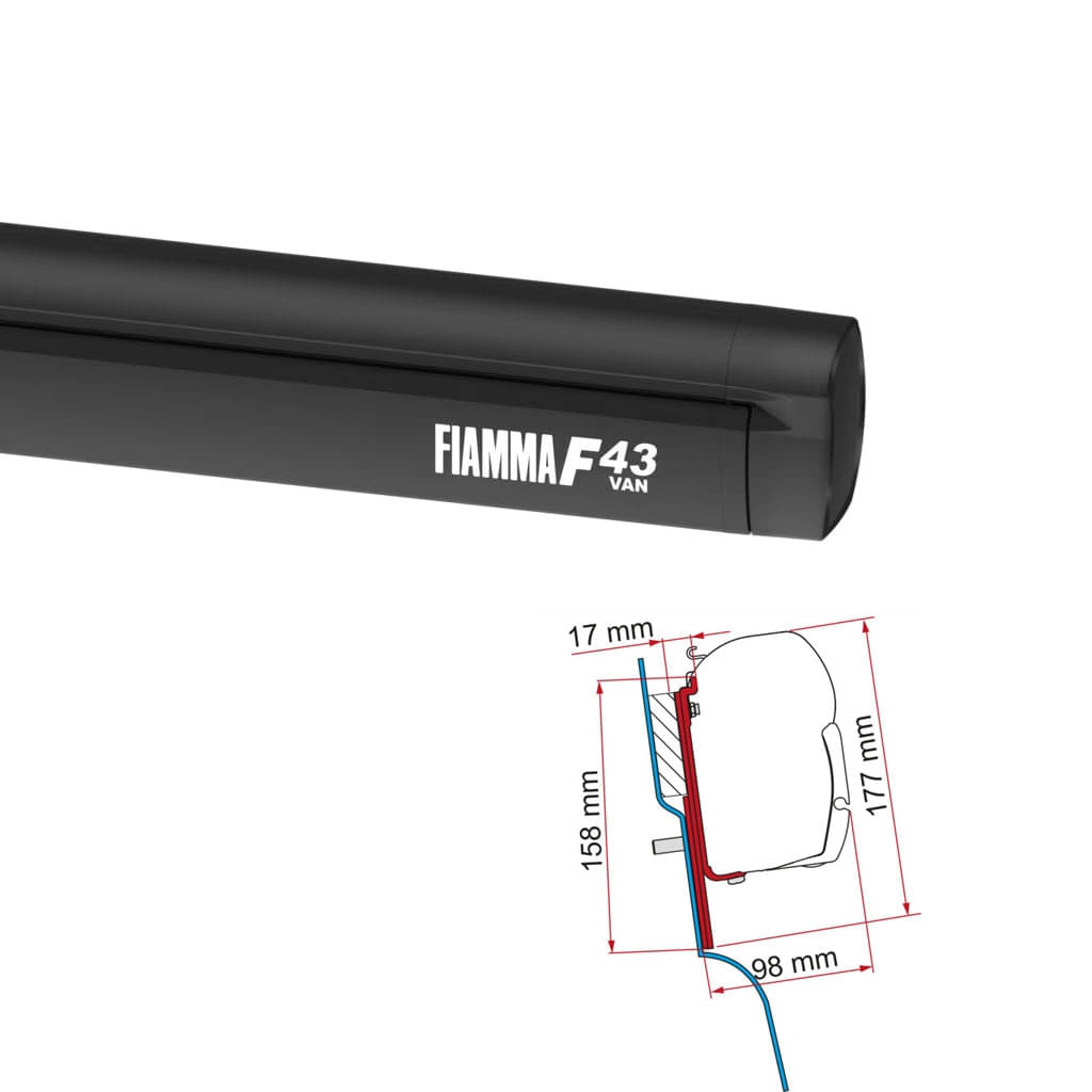 FIAMMA Markise F43 Van 300 Deep black inkl. Adapterkit Ford Custom Nugget High Roof Bj. 2015 - 2024 FIAMMA Markise F43 Van 300 Deep black inkl- Adapterkit Ford Custom Nugget High Roof Bj. 2015 - 2024-08833B02R 98655Z023