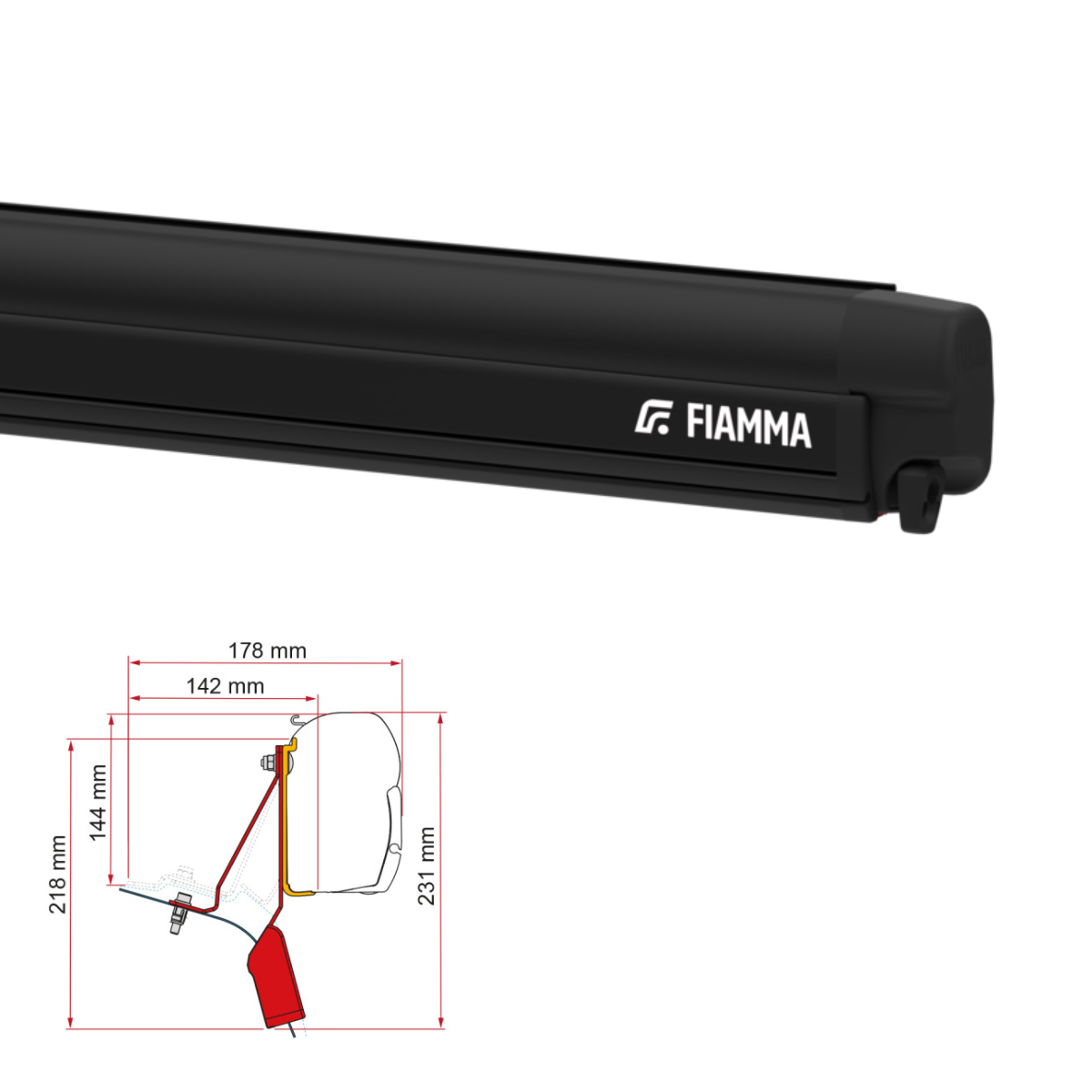 Markise FIAMMA F45 S 260 Royal grey Gehaeuse deep black inkl. Adapterkit Ford Custom Nugget Lift Roof - 06759H01R 98655Z114