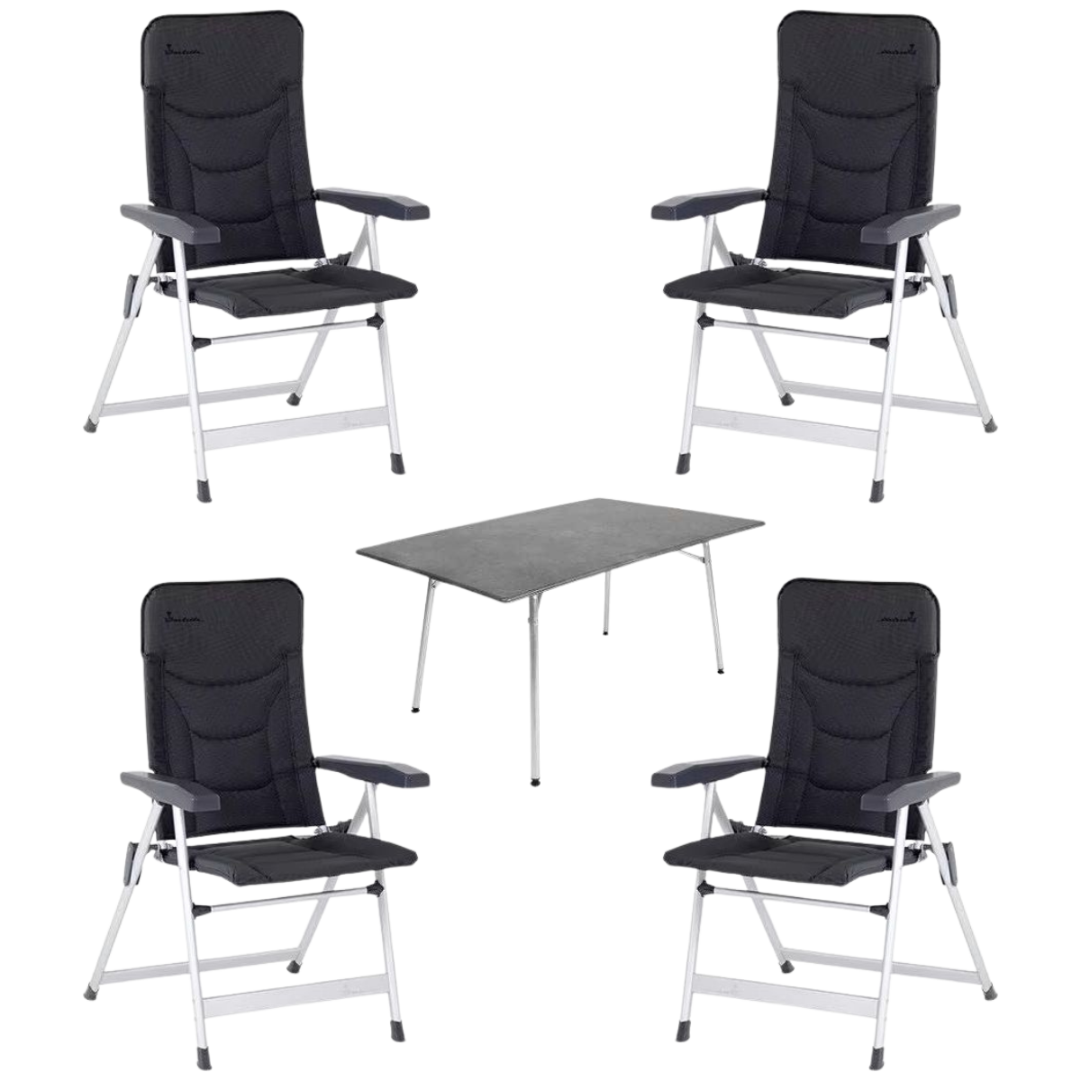 ISABELLA Campingstuhl Loke Low Back 4er Set mit Esstisch 90 x 160 cm ISABELLA Campingstuhl Loke Low Back 4er Set mit Esstisch 90 x 160 cm