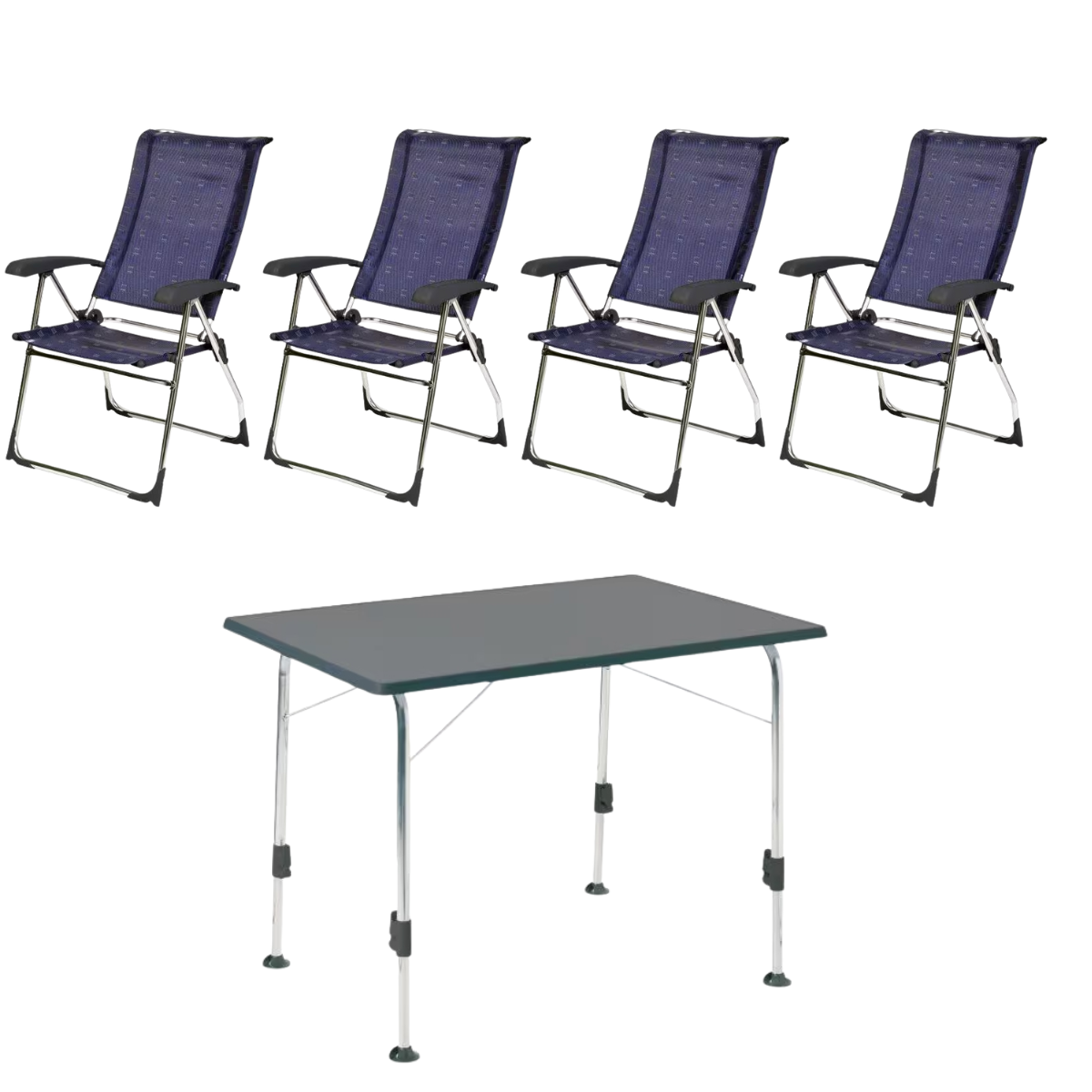 DUKDALF Stuhl Aspen blau 4er-Set - Tisch STABILIC III 115x70 cm anthrazit - 42-01-4611-0 40-24-1157.4