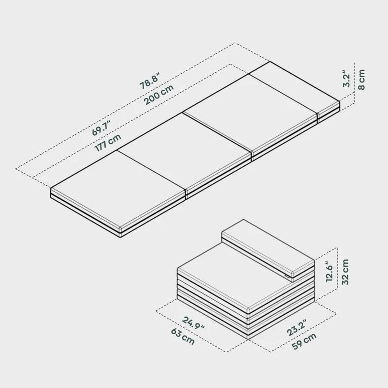 BOXIO - RACK SLEEP 63 Klappmatratze- 200x63 cm - BOX-RACK-MAT-L-10