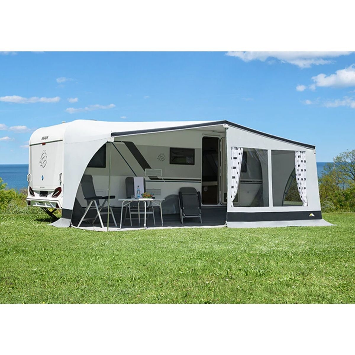 DWT Wohnwagen-Vorzelt WINNER Gr. 18 Umlaufmass 1061-1090 cm Tiefe 240 cm mit 28 mm Alu-Gestaenge - 112088ALU