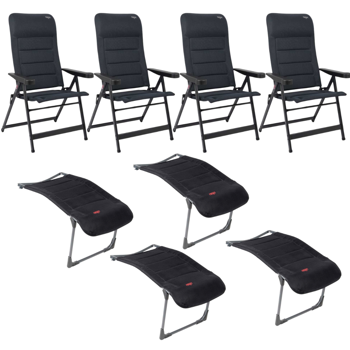 CRESPO Campingstuhl Air Deluxe AP-235-AD schwarz - Beinauflagen RP-215-AD 4er-Set - 1149055 1104883