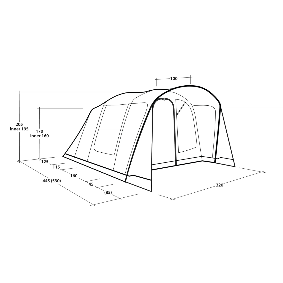 Outwell aufblasbares Familienzelt Monterey 5 Air inkl. Teppich und Unterlage - 111465
