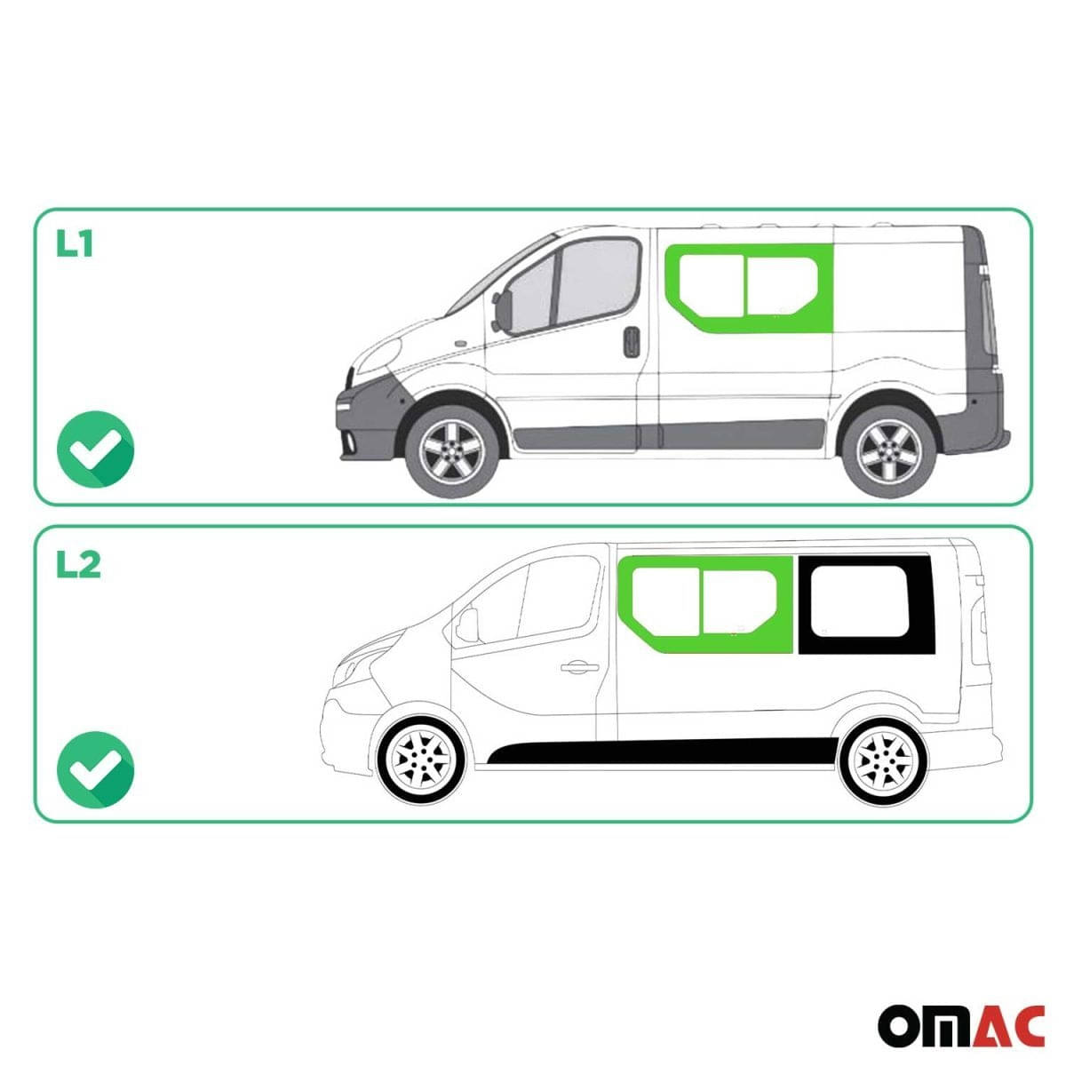 OMAC Seitenfenster Schiebefenster Nissan Primastar L1-L2 Bj. 2001-2014 Vorne Links - 6121405-1FSSL