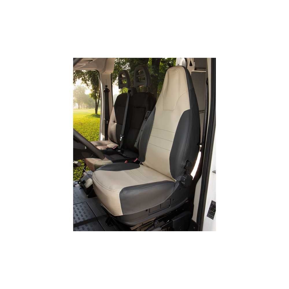 CARBEST Schonbezug Integralsitz Fiat Ducato ab Bj. 14- Kunstleder Grau-Beige - 943563