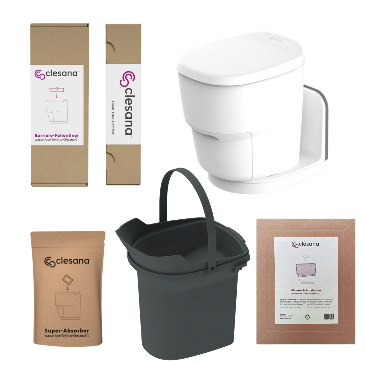 CLESANA Toilette C1 mit L-Adapter - Komplett-Set CLESANA Toilette C1 mit L-Adapter - Komplett-Set - EU-10010010 EU-10020010 EU-10020020 EU-10040010 EU-10040020