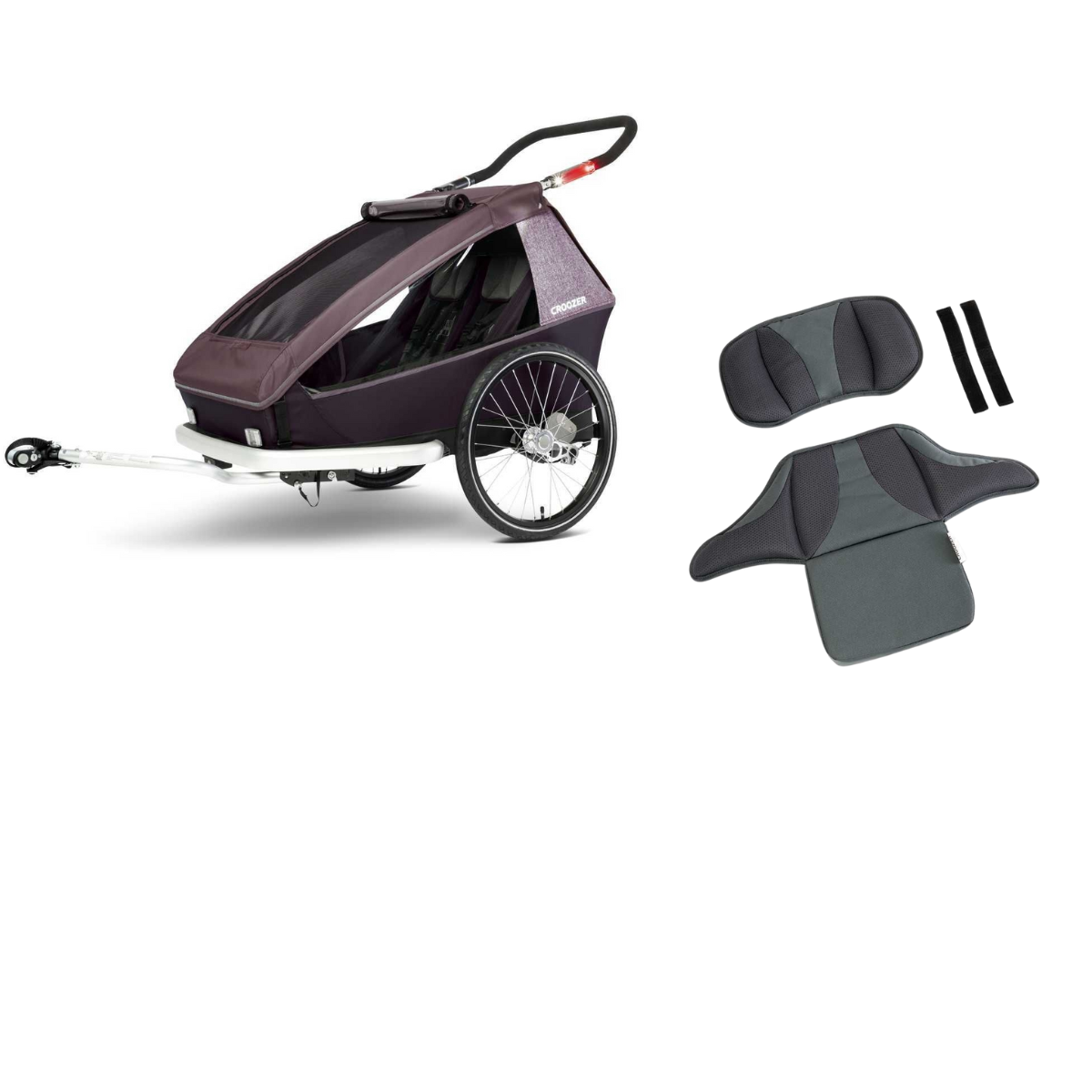 CROOZER Kinderfahrradanhänger Kid Vaaya 2 2in1-Set Blossom Red mit 1 Sitzstütze