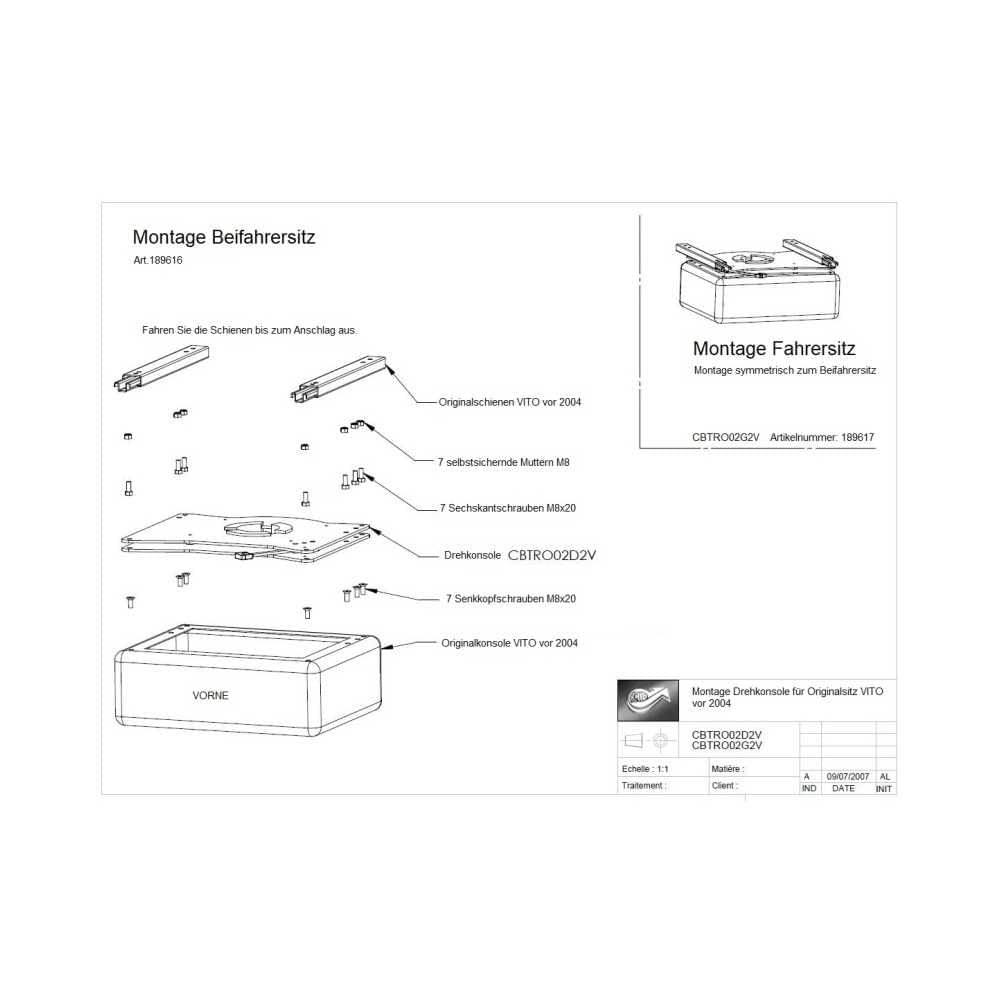 SCOPEMA Drehkonsolen-Set MB Vito-Viano W638 Bj. 1996-2003 Fahrer- und Beifahrerseite - CBTRO02G2V CBTRO02D2V