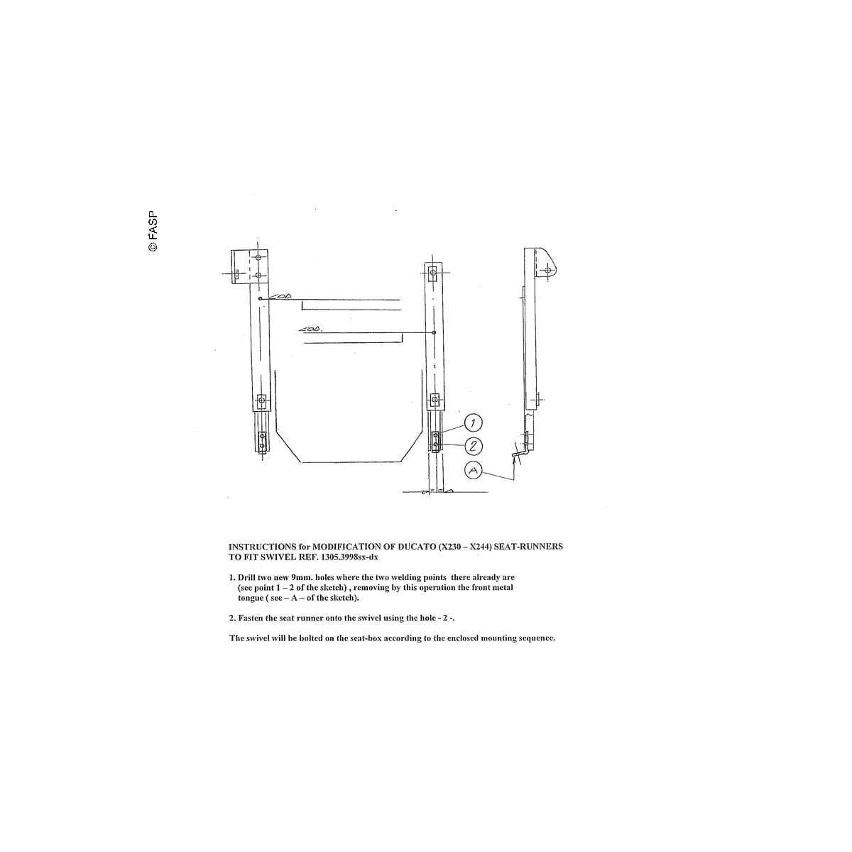 FASP Drehkonsole Fiat Ducato-Citroen Jumper-Peugeot Boxer Bj- 2002-2006 Original-Beifahrersitz - 1305.3998DX