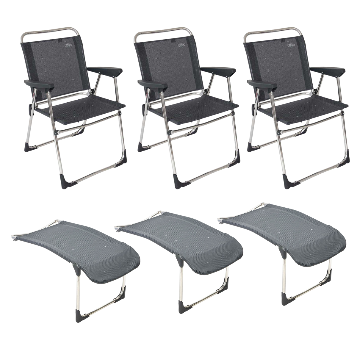 CRESPO Campingstuhl Classic AL-219 anthrazit - Beinauflagen R-215-M 3er-Set - 1148097 1104890