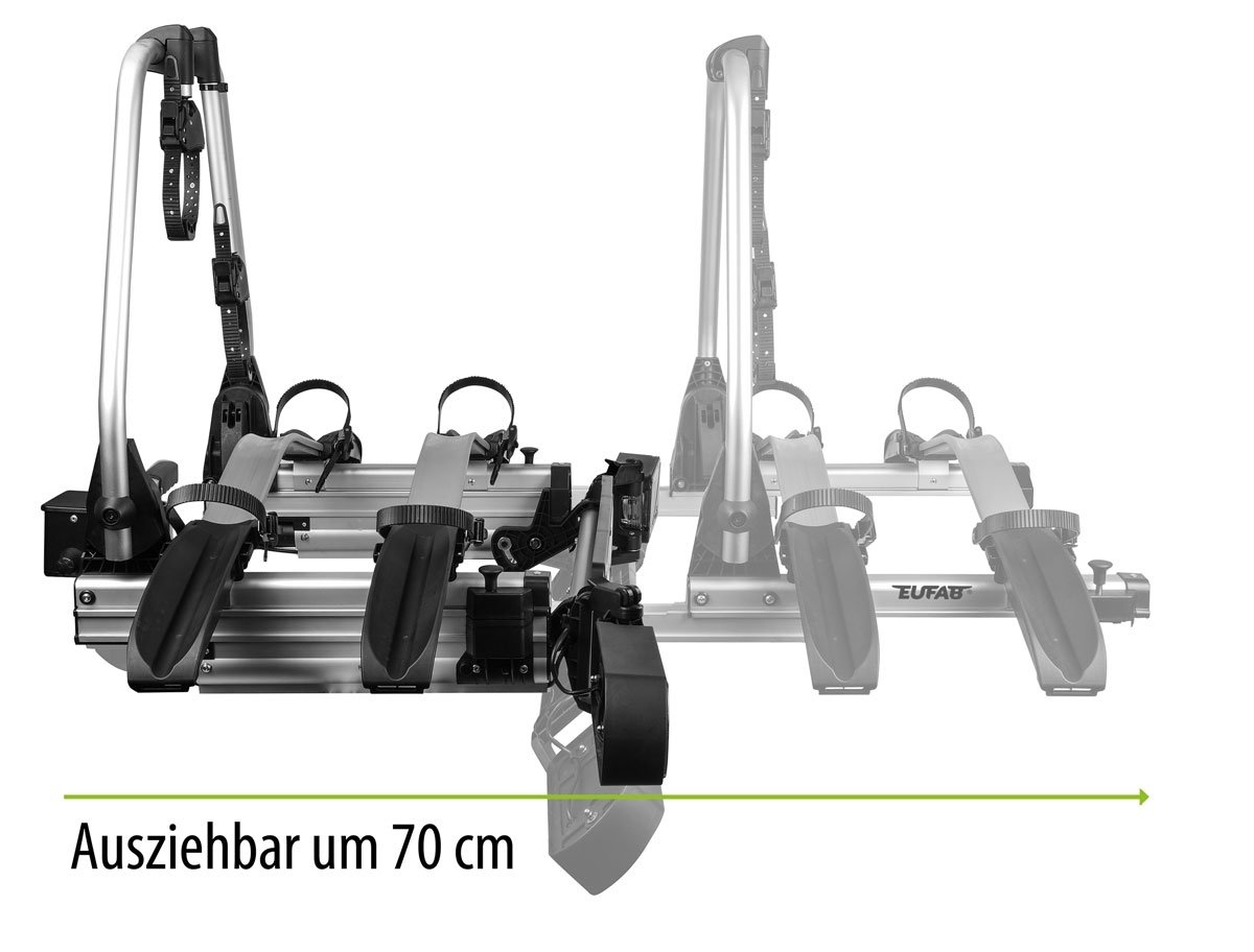 Fahrradtraeger EUFAB SD260 ausziehbar fuer 2 Raeder Hecktueren 11596 inkl. Tasche 11636