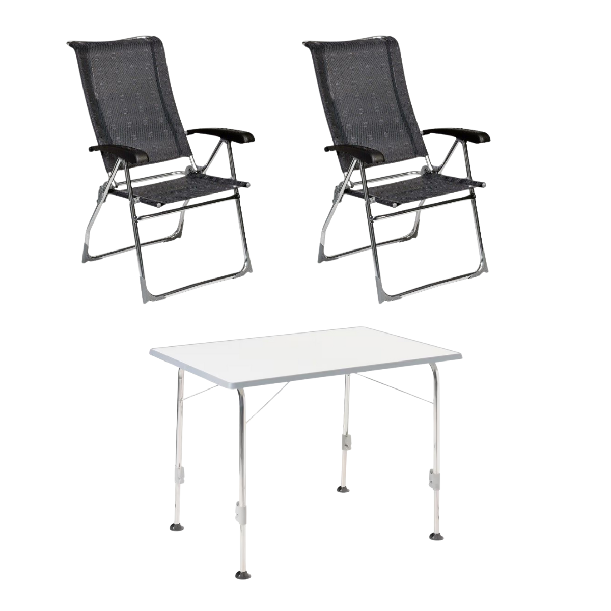 DUKDALF Stuhl Aspen anthrazit 2er-Set - Tisch STABILIC II 100x68 cm hellgrau - 42-01-0677-4 40-24-1006.8