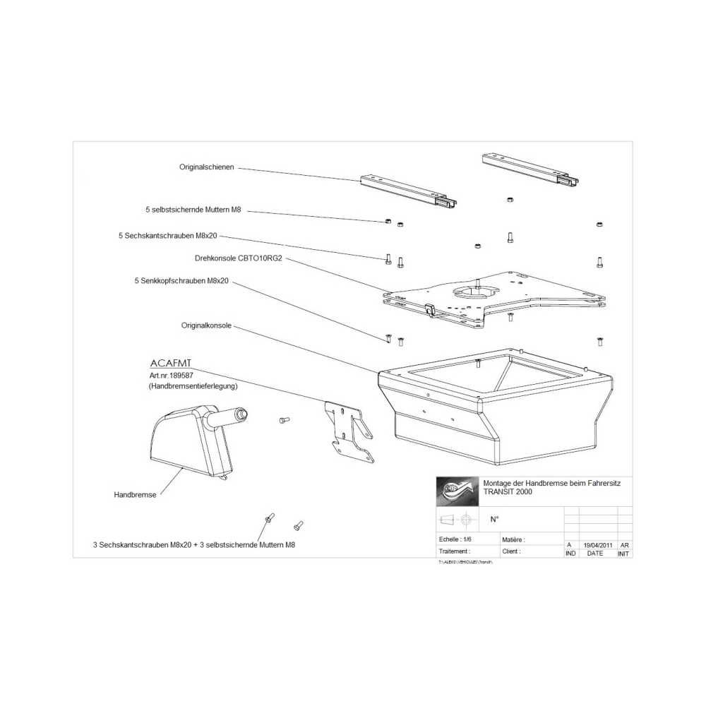 SCOPEMA Handbremstieferlegung Ford Transit Bj. 2000-2014 - ACAFMT