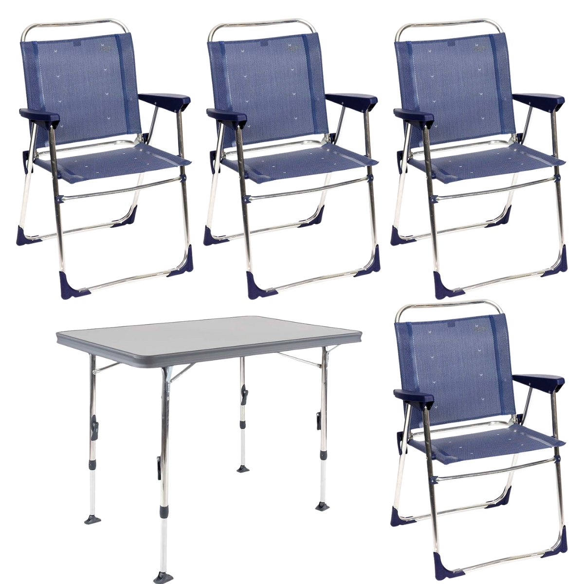 CRESPO Campingstuhl Classic AL/219 dunkelblau 4er-Set & Tisch Ligero AL/247 110x70 cm grau CRESPO Campingstuhl Classic AL-219 dunkelblau 4er-Set - Tisch Ligero AL-247 110x70 cm grau1148096 1151378