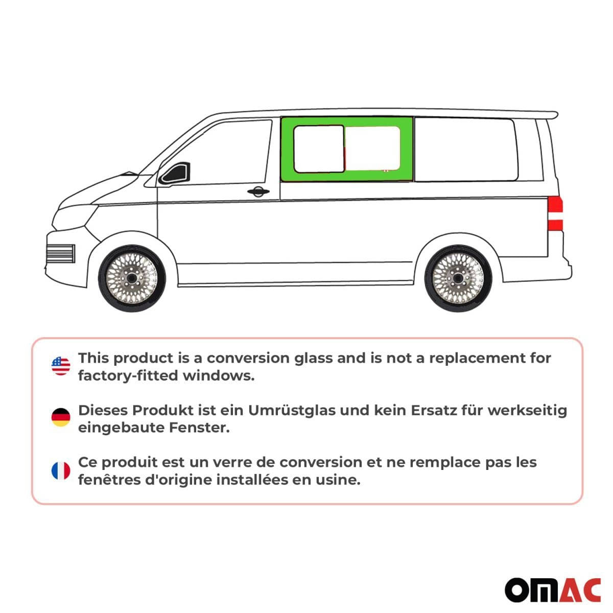 OMAC Seitenfenster Schiebefenster VW T6-T6-1 L1-L2 Bj. 2015-2024 Vorne Links - A047827