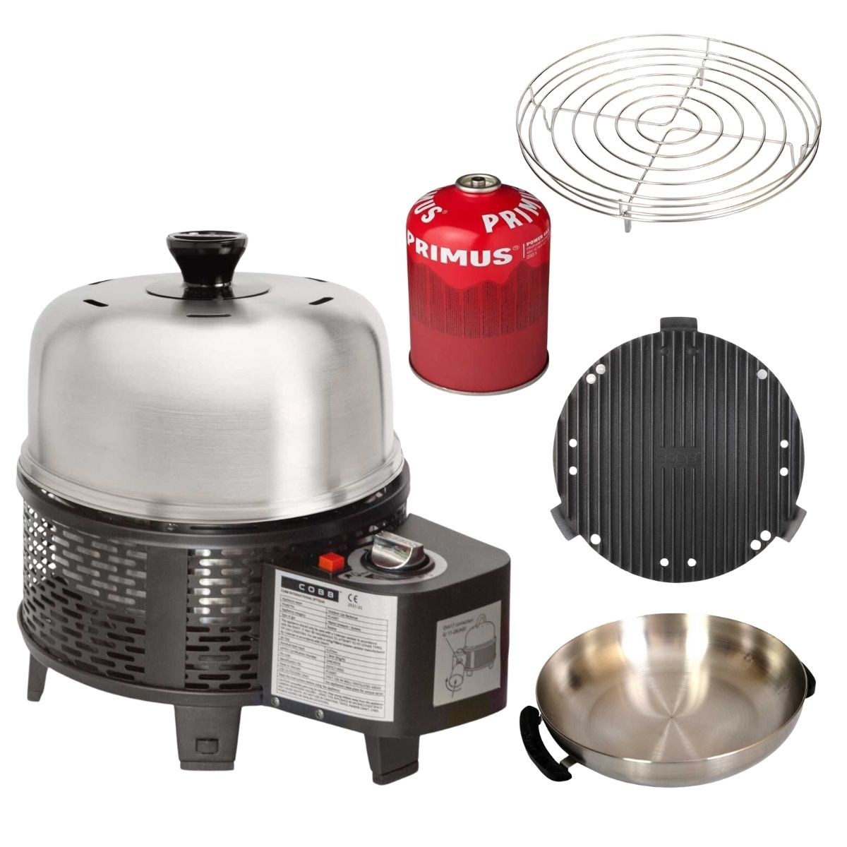 COBB Pro Gas Black und Grillplatte und Griddle - und Bratenrost und Wok und Gaskartusche