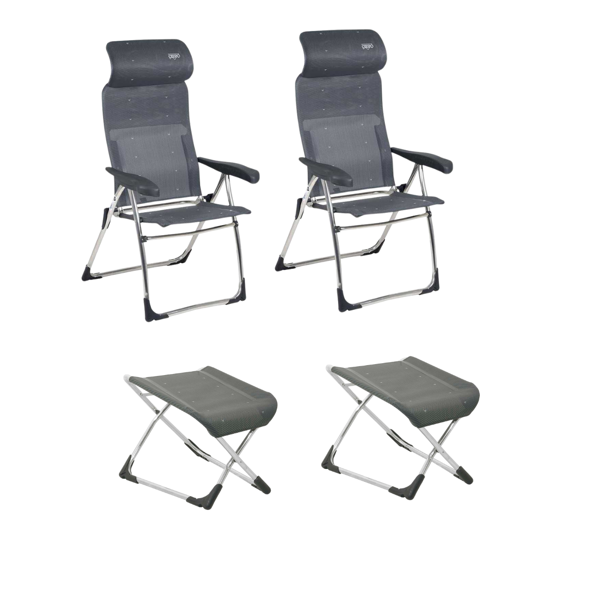CRESPO Campingstuhl Classic Compact AL/215-C anthrazit & freistehende Beinauflagen AL/231 2er-Set CRESPO Campingstuhl Classic Compact AL-215-C anthrazit - freistehende Beinauflagen AL-231 2er-Set - 1104963 1104940