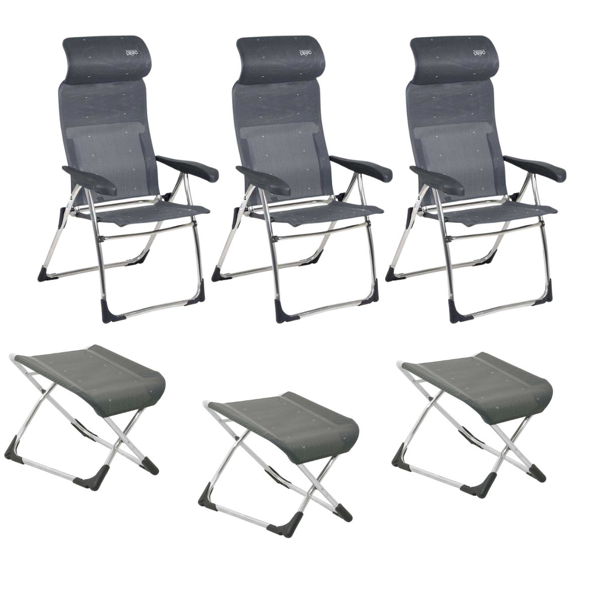 CRESPO Campingstuhl Classic Compact AL/215-C anthrazit & freistehende Beinauflagen AL/231 3er-Set CRESPO Campingstuhl Classic Compact AL-215-C anthrazit - freistehende Beinauflagen AL-231 3er-Set - 1104963 1104940