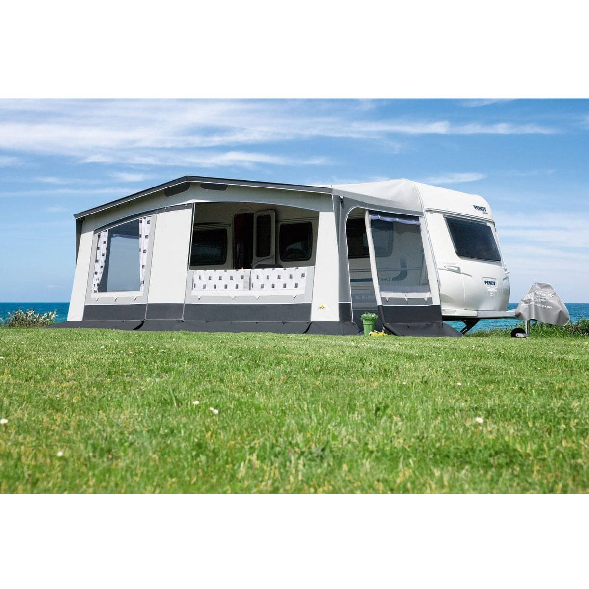 DWT Wohnwagen-Vorzelt TREND II Gr. 14 Umlaufmass 941-970 cm Tiefe 240 cm mit 28 mm Alu-Gestaenge - 126424ALU