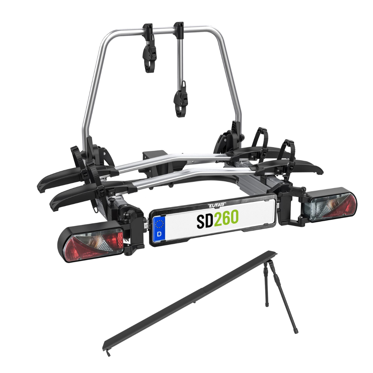 EUFAB SD260 Fahrradtraeger fuer 2 Raeder Hecktueren inkl. Rampe - 11654 11640