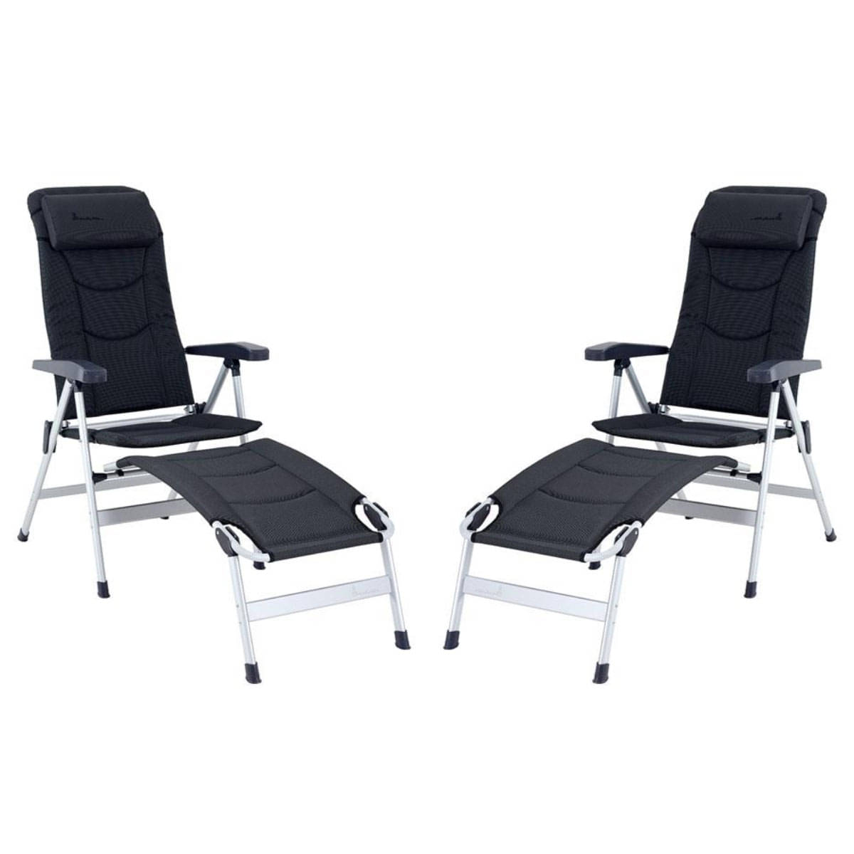 ISABELLA Campingstuhl Thor dunkelgrau mit Beinauflage 2er Set