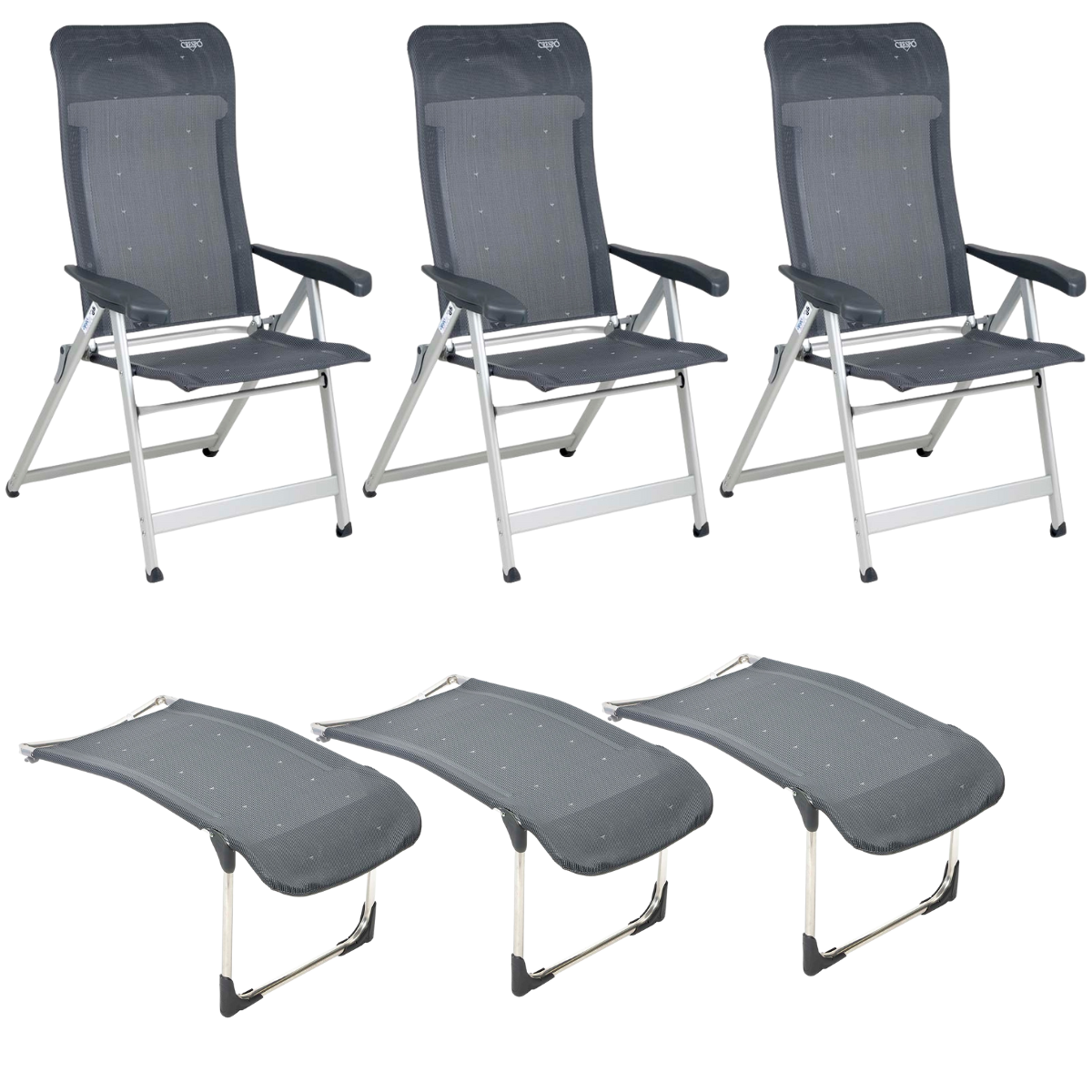 CRESPO Campingstuhl Classic AL/237 anthrazit & Beinauflagen R/215-M 3er-Set CRESPO Campingstuhl Classic AL-237 anthrazit - Beinauflagen R-215-M 3er-Set - 1149082 1104890