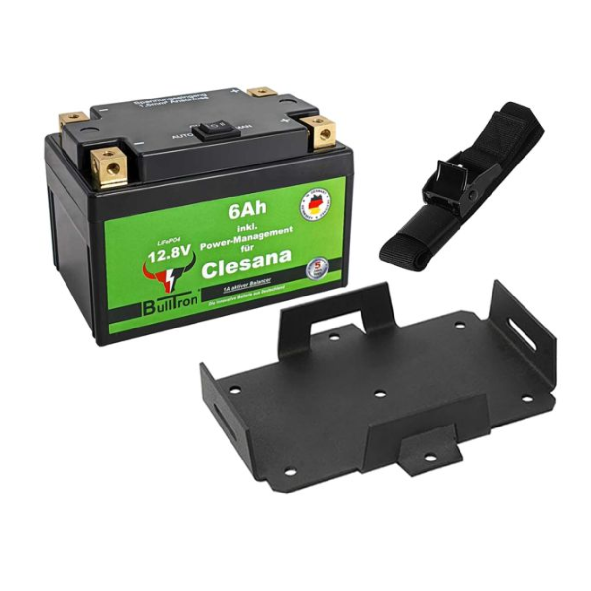 BULLTRON Lithium-Batterie 6Ah 12V fuer Clesana C1 inkl. Power-Management und Anschlusskabel