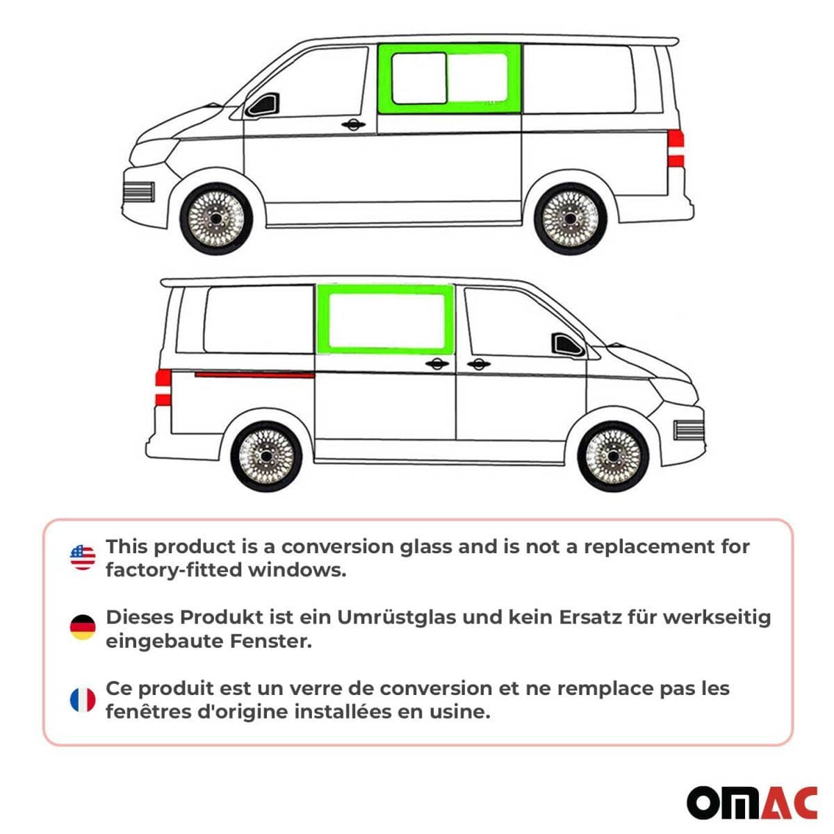 OMAC Seitenfenster Schiebefenster VW T6-T6-1 L1-L2 Bj. 2015-2024 2er-Set Vorne Links-Rechts - A047975