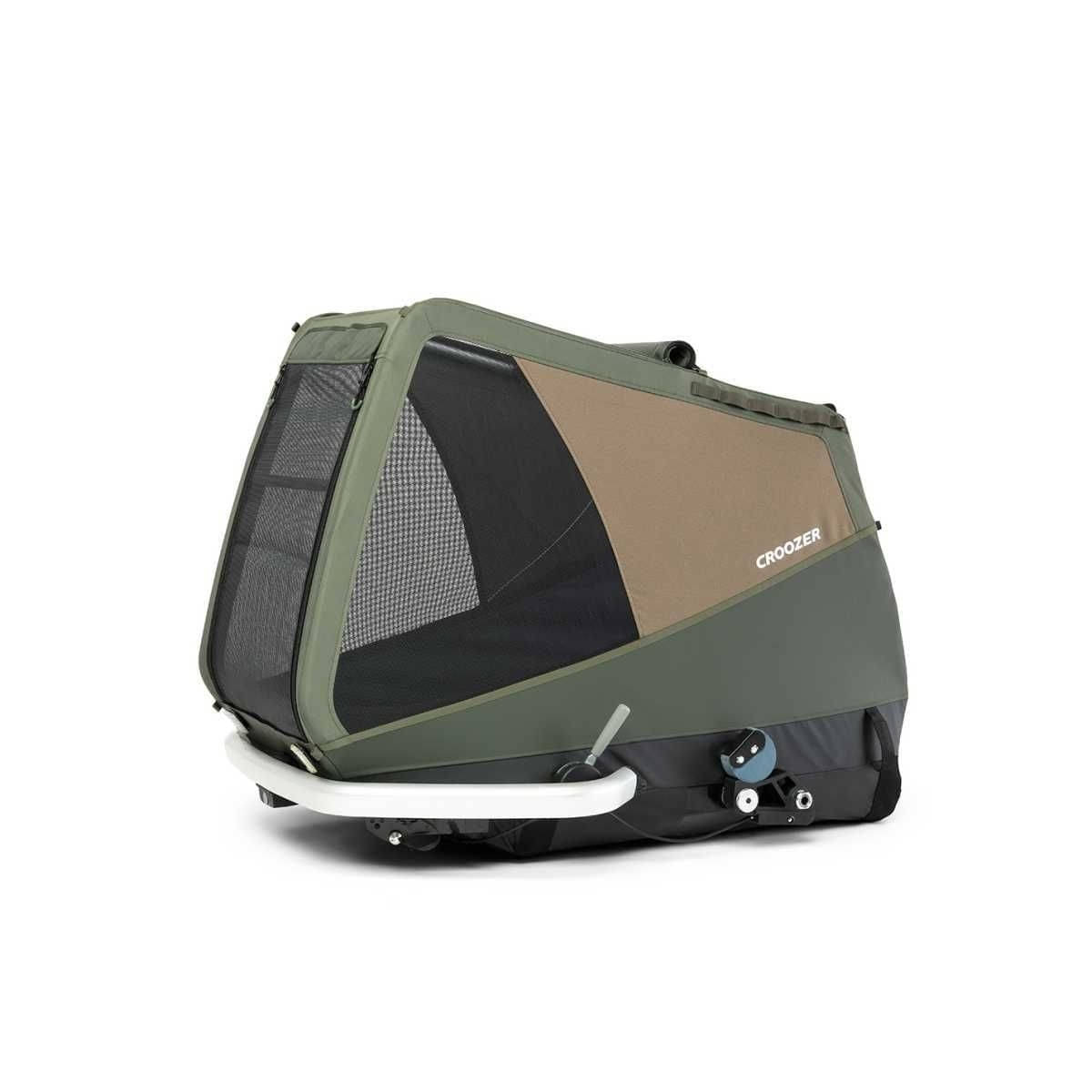 CROOZER Hundefahrradanhaenger Dog Mikke Moss Green- Bundle mit Regenverdeck und Buggy-Set - 121600226
